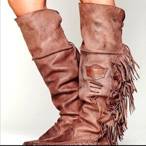 El Vaquero Drifter 80s Original Apache Moccasin Knee Boots SZ 38 8 Free People